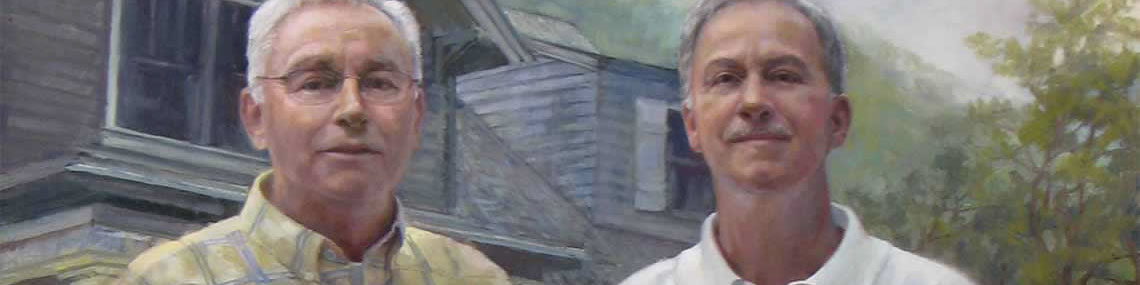 Portrait painting of two long-time companions by Shane McDonald