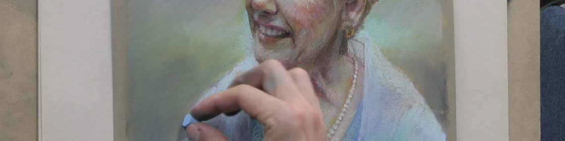 Pastel painting of smiling elderly woman by Shane McDonald