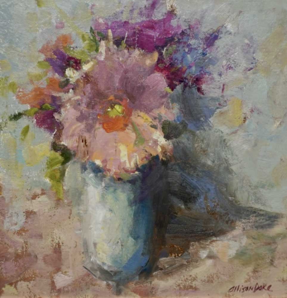 painting of a floral still life in painterly style by Allison Doke