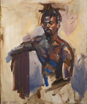painting of a semi-nude black male by Hoyt Stover