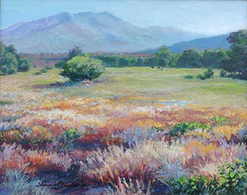 plein air landscape painting of a Southwest American prairie in Taos, NM