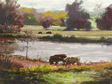 overlook painting of cows near a pond at Cloudmont, AL