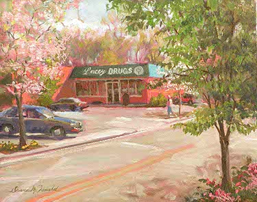 painting of a small-town drug store