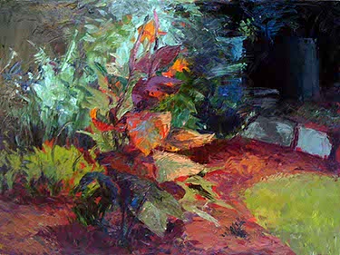 painting of Cana Lily in a garden