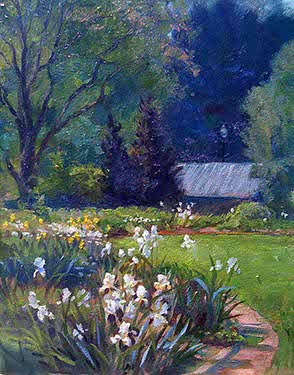 oil painting of a irises at Smith-Gilbert Gardens, Kennesaw, GA