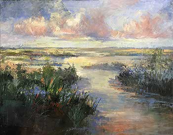 painting of light-filled marshes