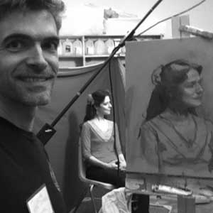 Painting portrait from live model