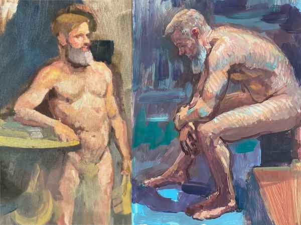 sketched paintings of a male nude by Shane McDonald