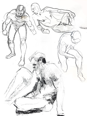 gesture drawings of male models