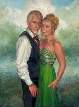 painting of a man and wife standing together smiling
